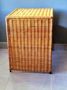 Wicker bedside table or side table from the 1960s.