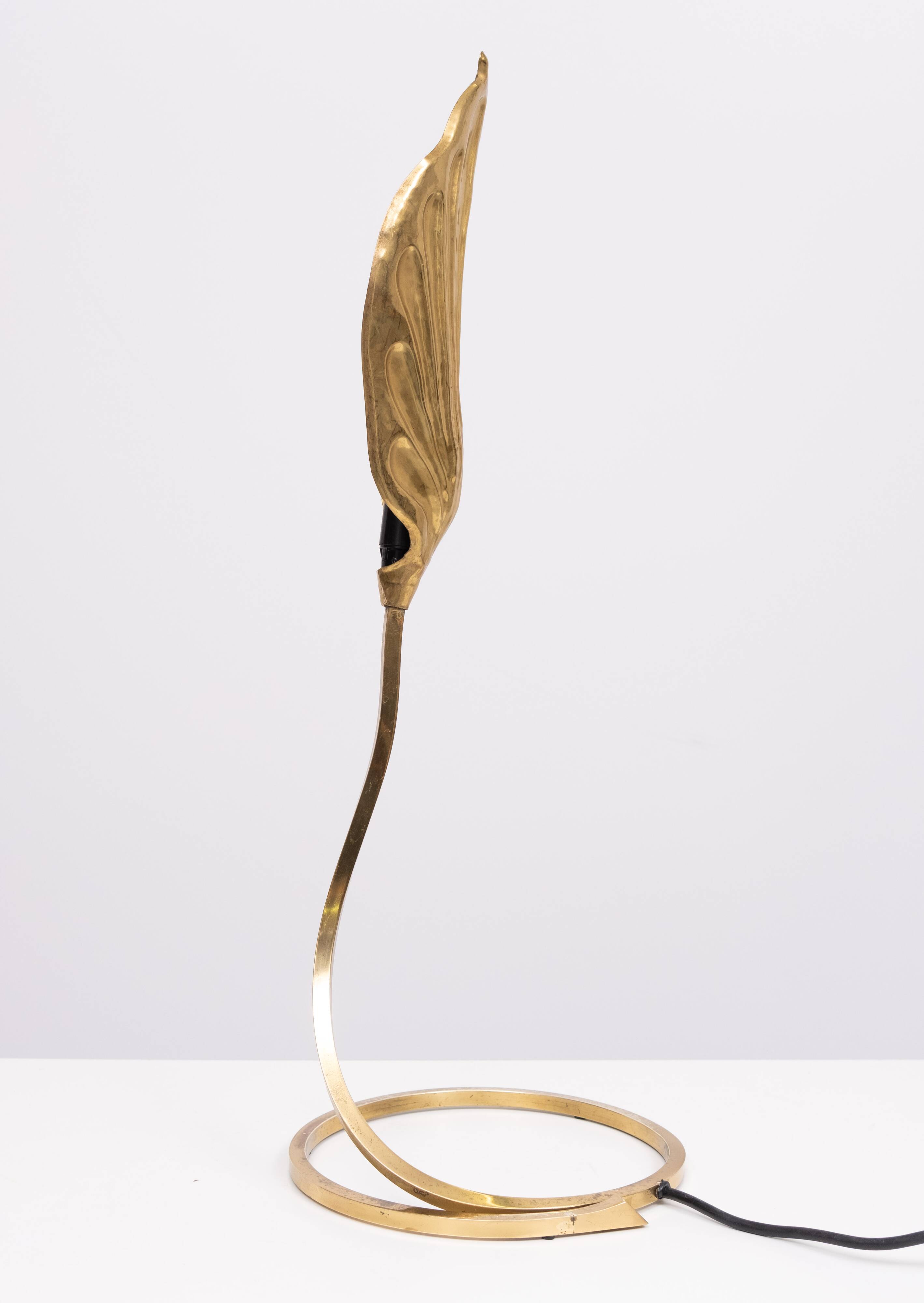 Pair Brass leaf table lamps design by Carlo Giorgi & Tommaso Barbi 1970s