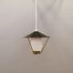 Danish hanging lamp from the 50-60s, made of brass, metal and with milky white glass shade.