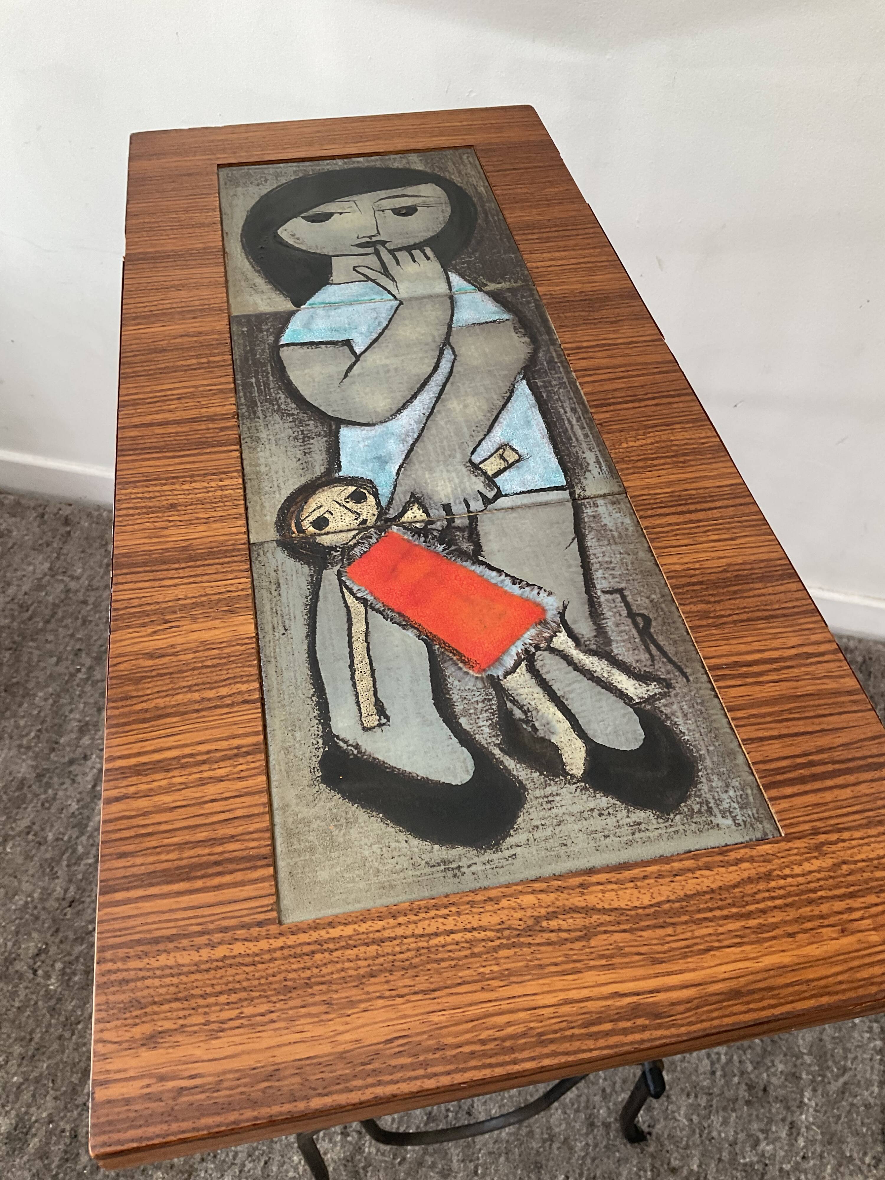 Vintage magazine holder with side table from the 60s and 70s