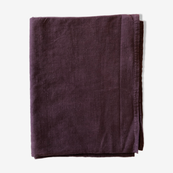 Nappe de vendange ancienne en chanvre teintée aubergine