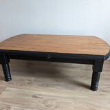 Table basse ancienne noire et bois