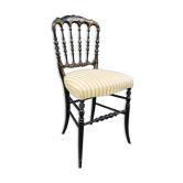 Napoleon III chair late 19th in blackened wood with gilded patterns