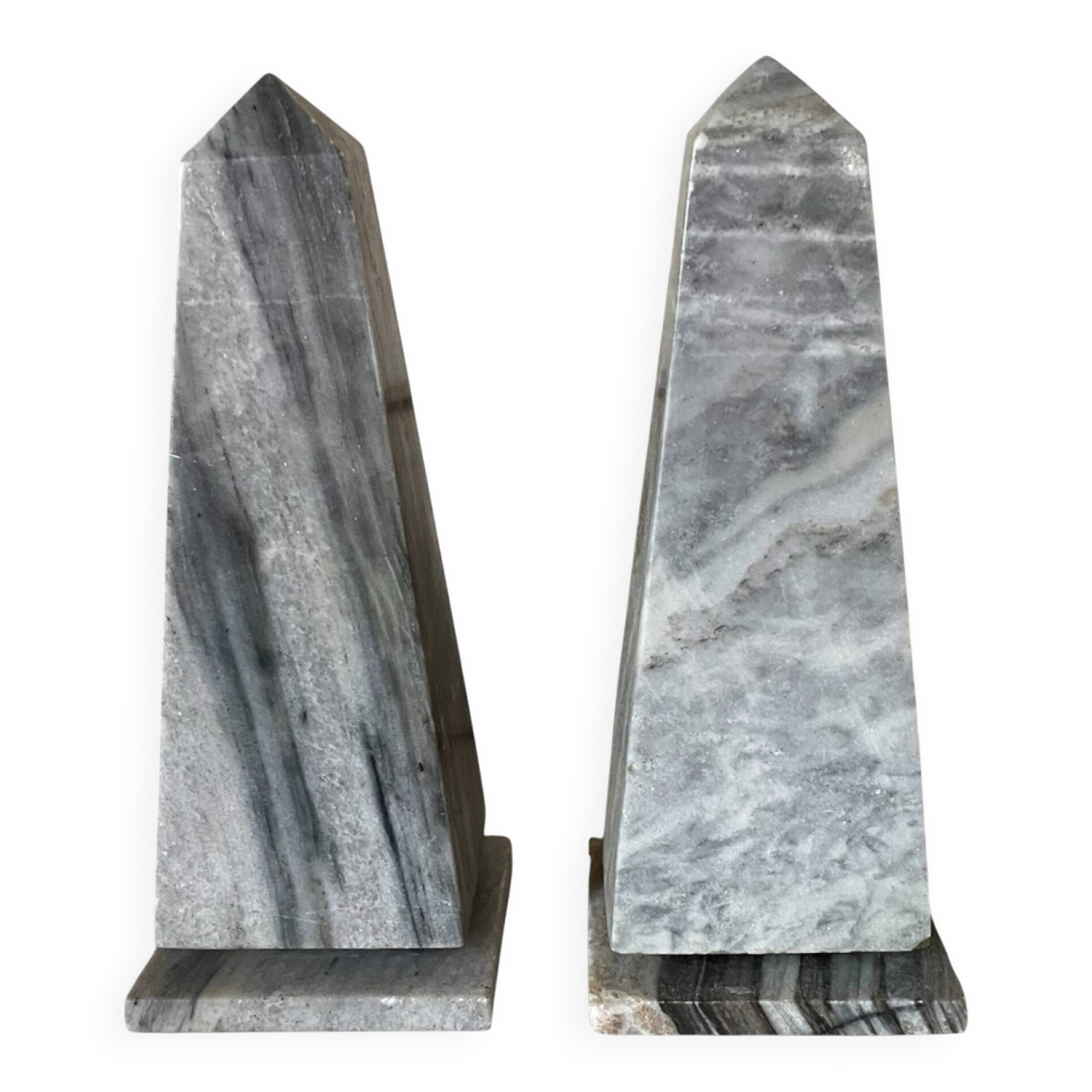 pair of obelisk bookends in marble Art Deco style