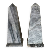 pair of obelisk bookends in marble Art Deco style