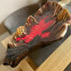 Large ceramic slipware leaf platter