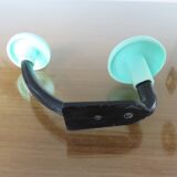 Wall coat rack, typical 1970 coat hook, practical green and black