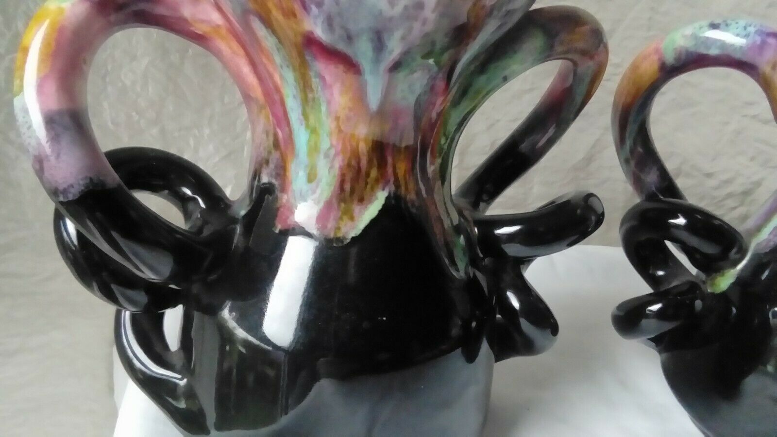 Pair of vintage vases in twisted ceramic