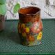 Pichet pot en terre cuite peint à la main