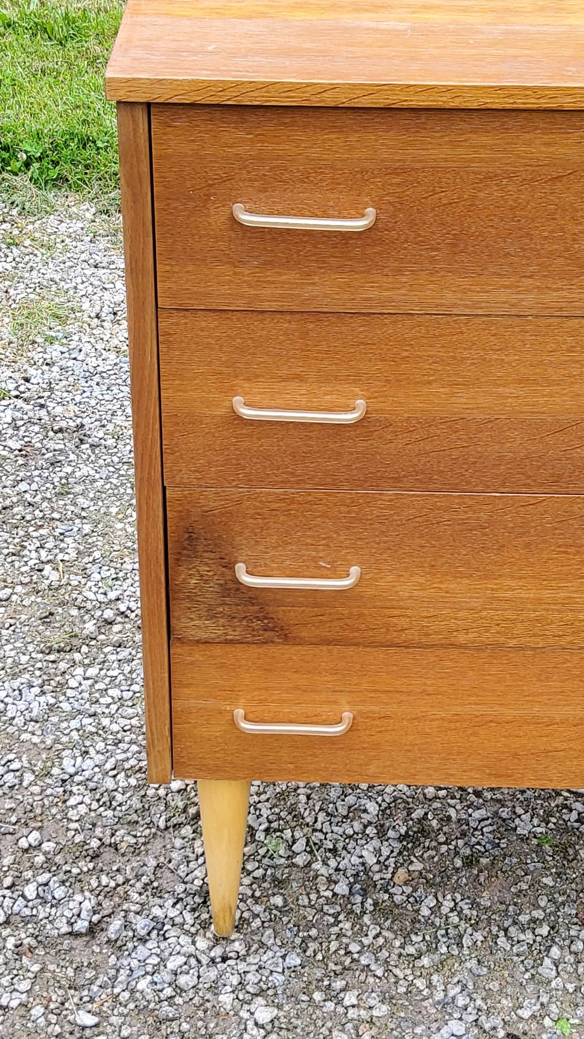 Vintage chest of drawers from the 50s in blond oak 4 drawers conical legs
