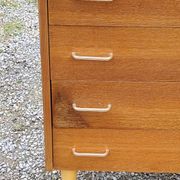 Vintage chest of drawers from the 50s in blond oak 4 drawers conical legs