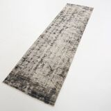 Tapis de course turc vintage en laine douce délavée, bleu marine, 2x9