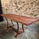 Vintage industrial table – Iron base and solid wood top (201 cm)