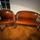 Restored art deco bench and matching armchair