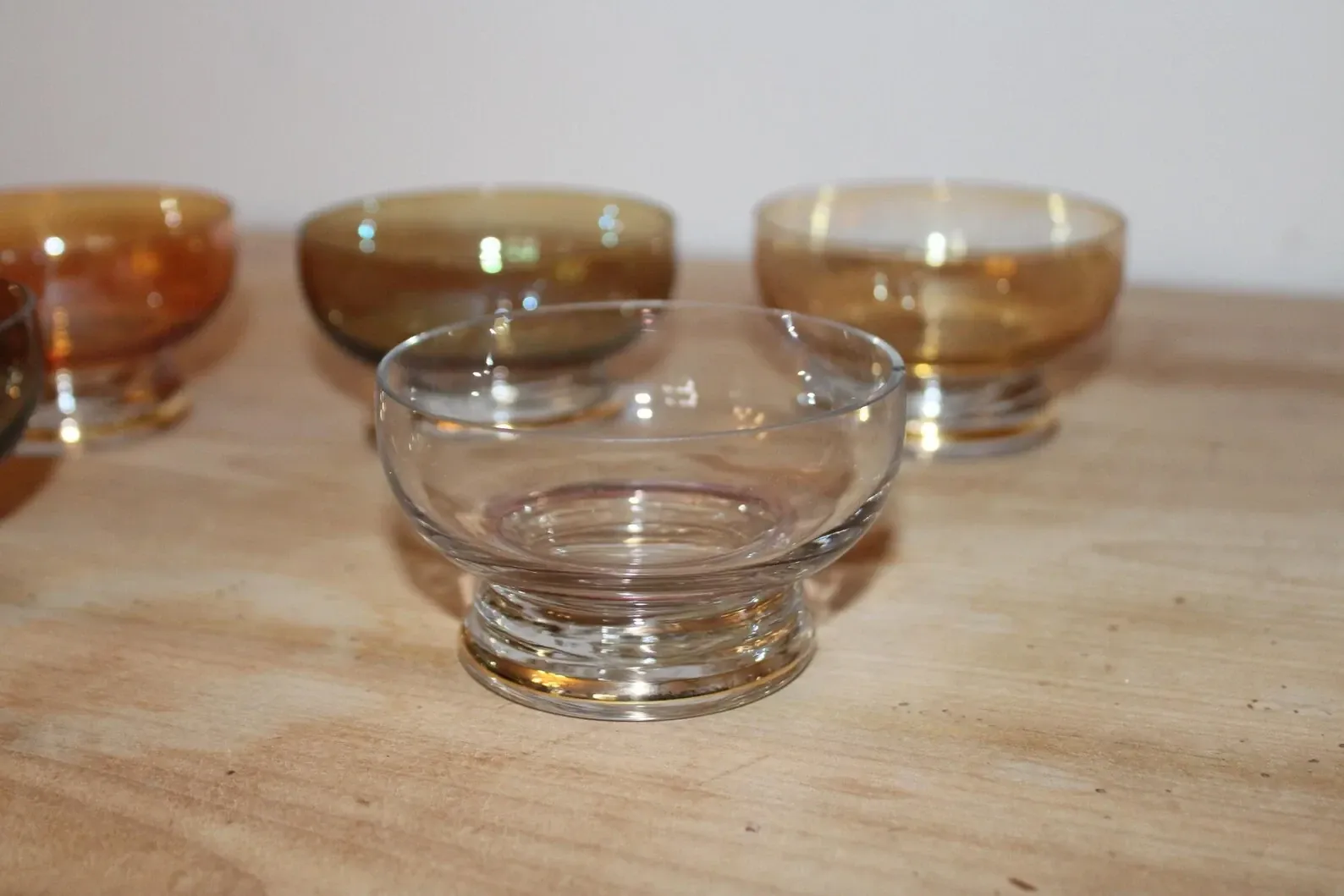 Set of 6 vintage multicoloured glass dessert bowls – 1970s