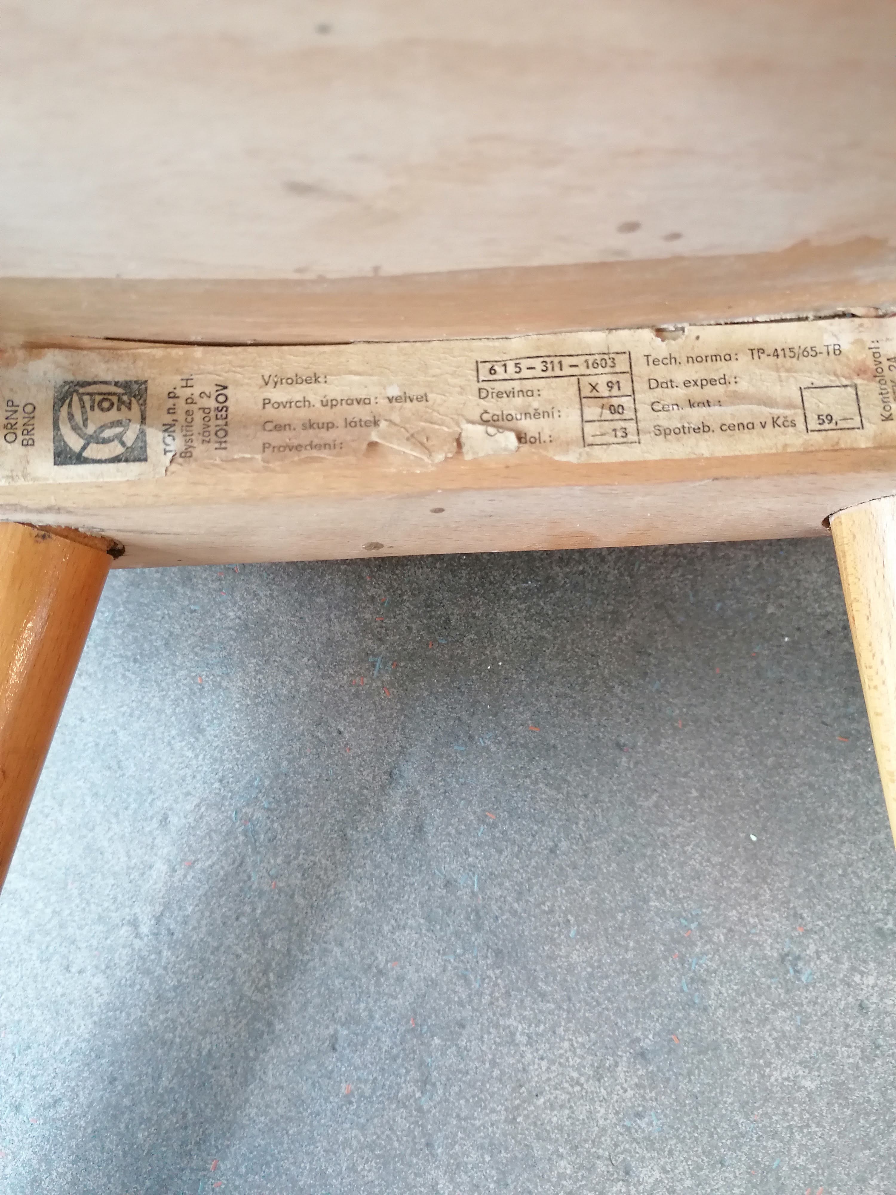 Vintage wooden chair, Ton (Thonet) ex Czechoslovakia, 1960