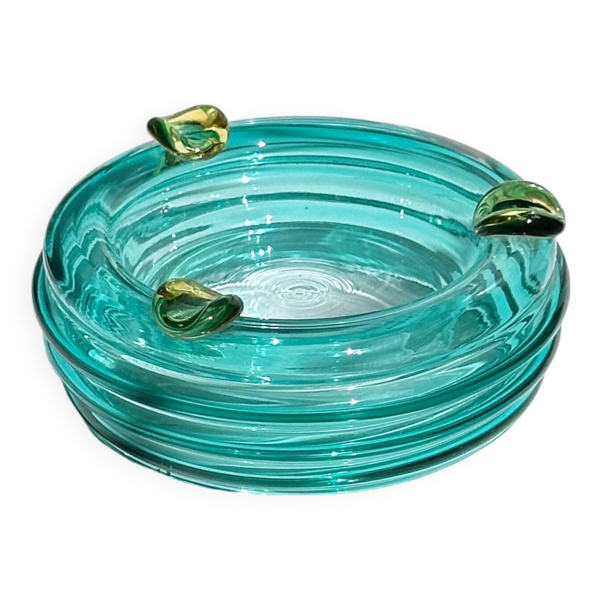 Italian Glass Vide Poche / Ash Tray Turquoise Glas Postmodern