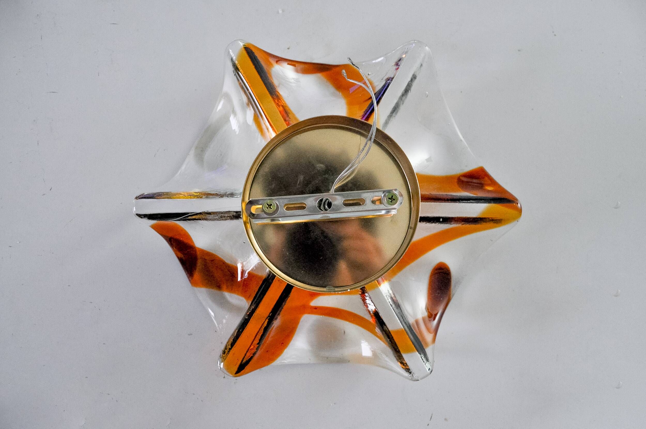 Fleur wall lamp by la Murina, orange murano glass, Italy, 1970