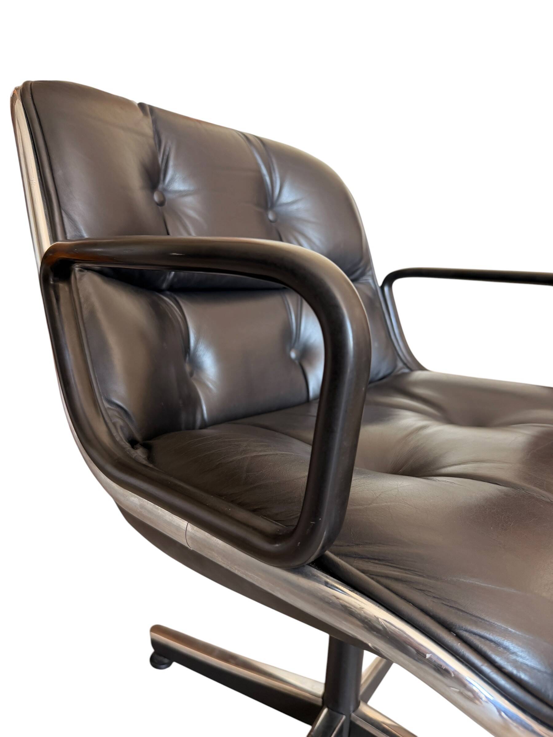 Paire de Fauteuils "Executive" Pollock pour Knoll - Cuir Noir