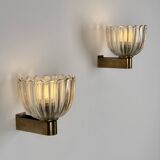 Pair of Murano glass wall sconces by E. Barovier, Italy 1940
