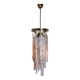 Lustre poliarte par albano poli, verre de murano rose et transparent, italie, 1970