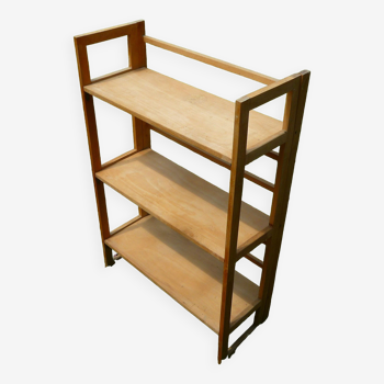 Bookseller's folding wooden shelf, vintage 1970s