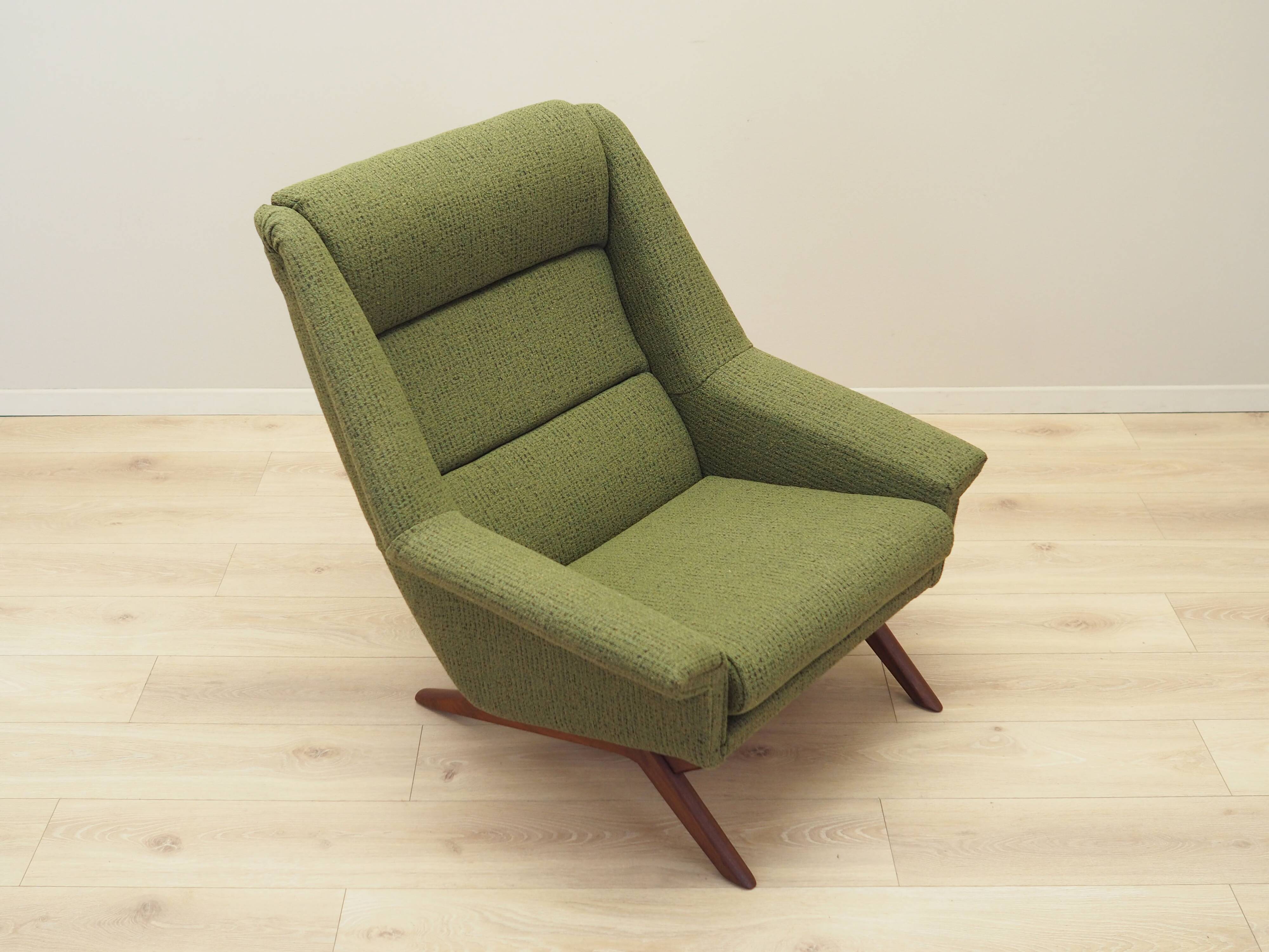 Green armchair, Danish design, 1970s, manufactured by Horsens Møbelfabrik