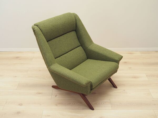 Fauteuil vert, design danois, années 1970, fabrication : Horsens Møbelfabrik