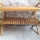 Side table in rattan and wicker curved vintage years 60/70
