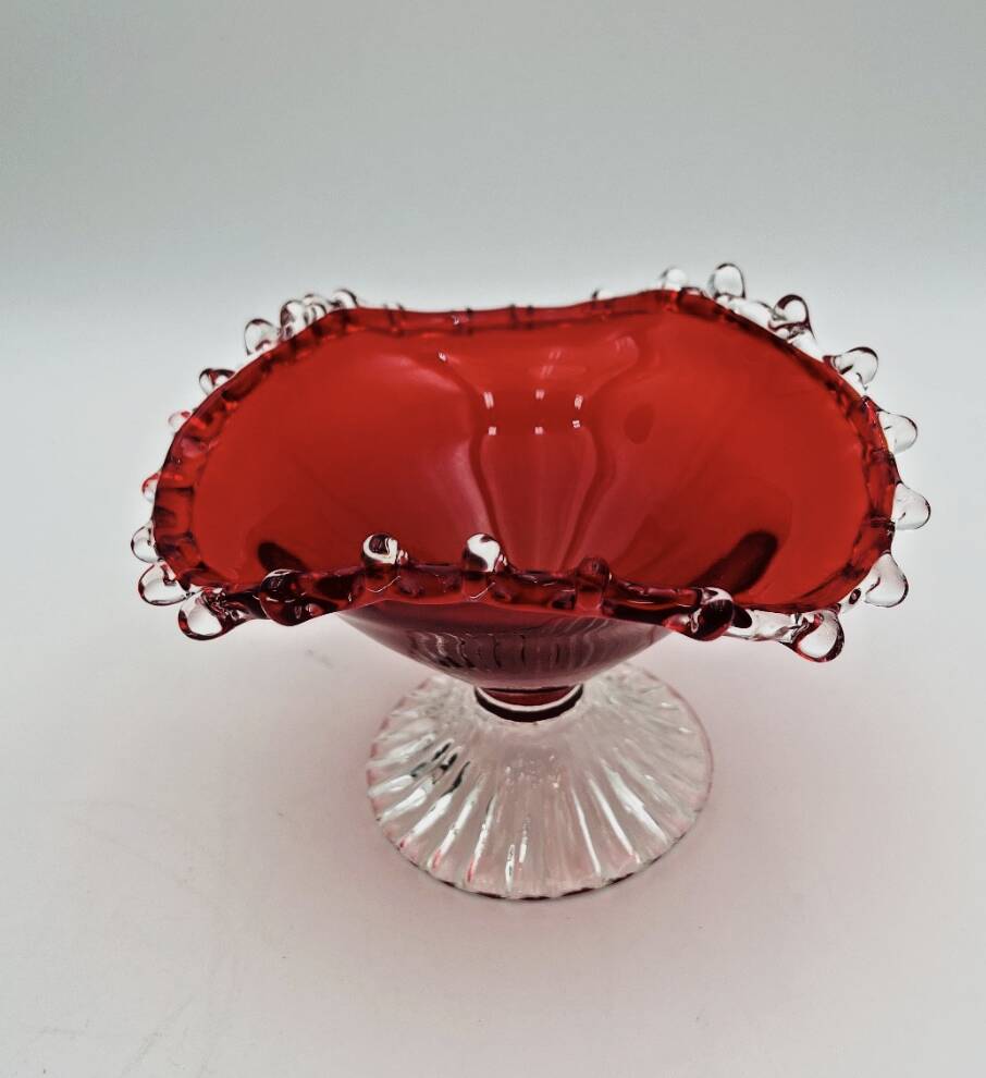 Red blown glass bowl