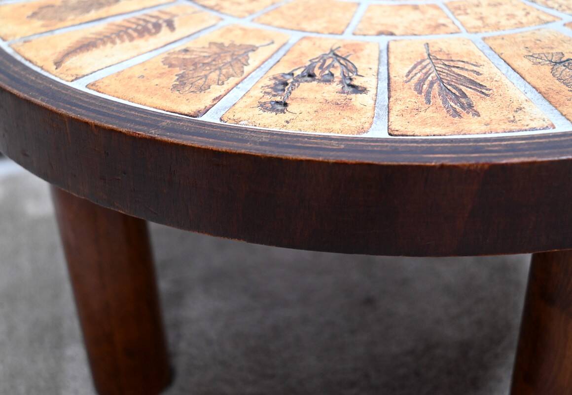 Small Salon Table in Ceramic by Vallauris, signed R.Capron, Collection Les Herbiers - 1960