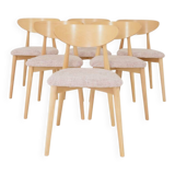 Dining Chairs Set of 6 Pink Soft Fabric Scandinavian design Natural wo