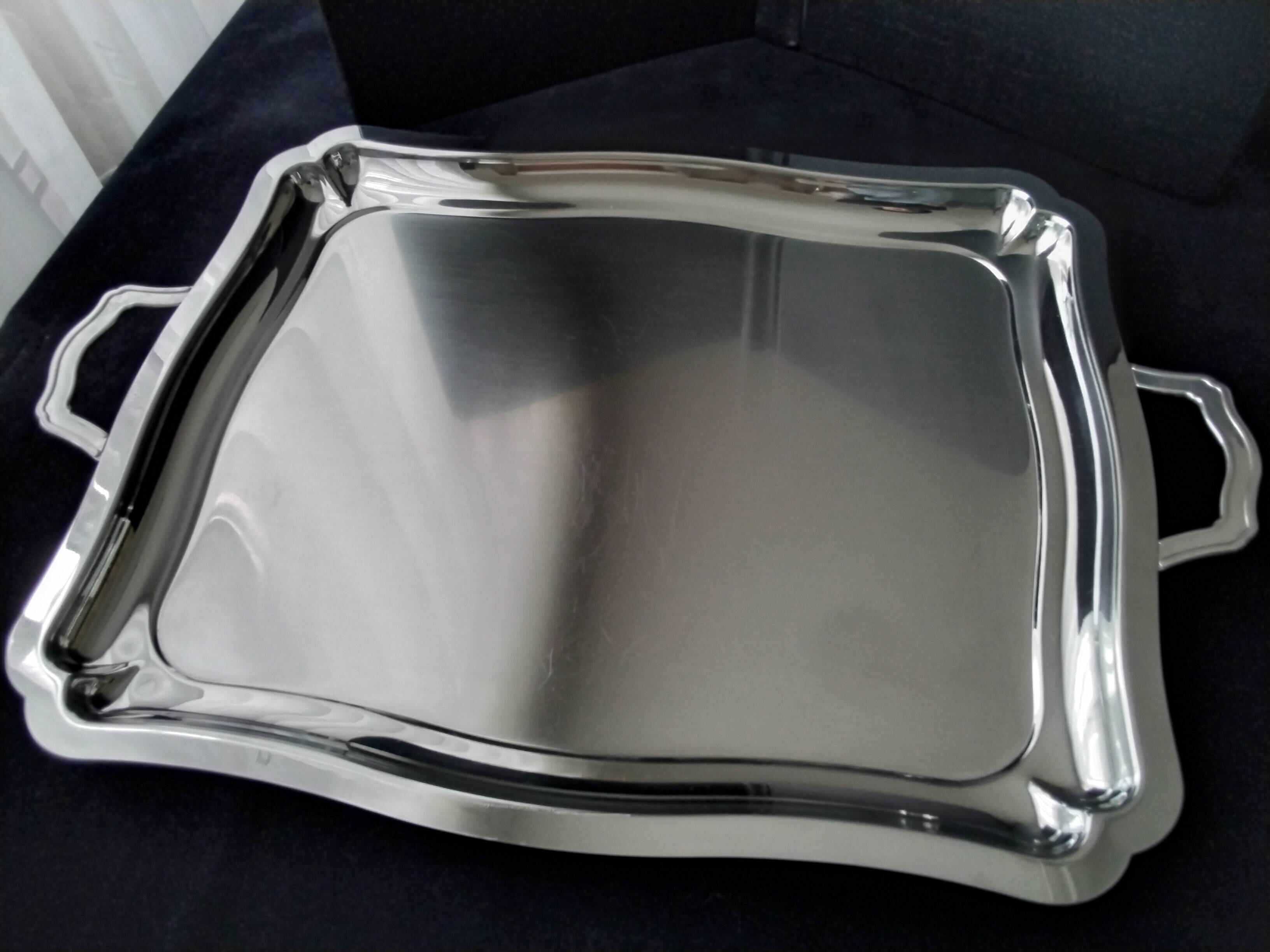 Large stainless steel serving tray 38 x 45.5 cm