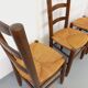 Set of 4 vintage brutalist chairs in wood and straw from the 1960s.