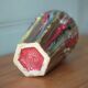Vase signed Louis Gueule – Elgé Vierzon, multicoloured polychrome earthenware vase in geometric shape, collection.