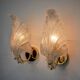 Pair of frosted leaf sconces, murano glass, italy, 1970