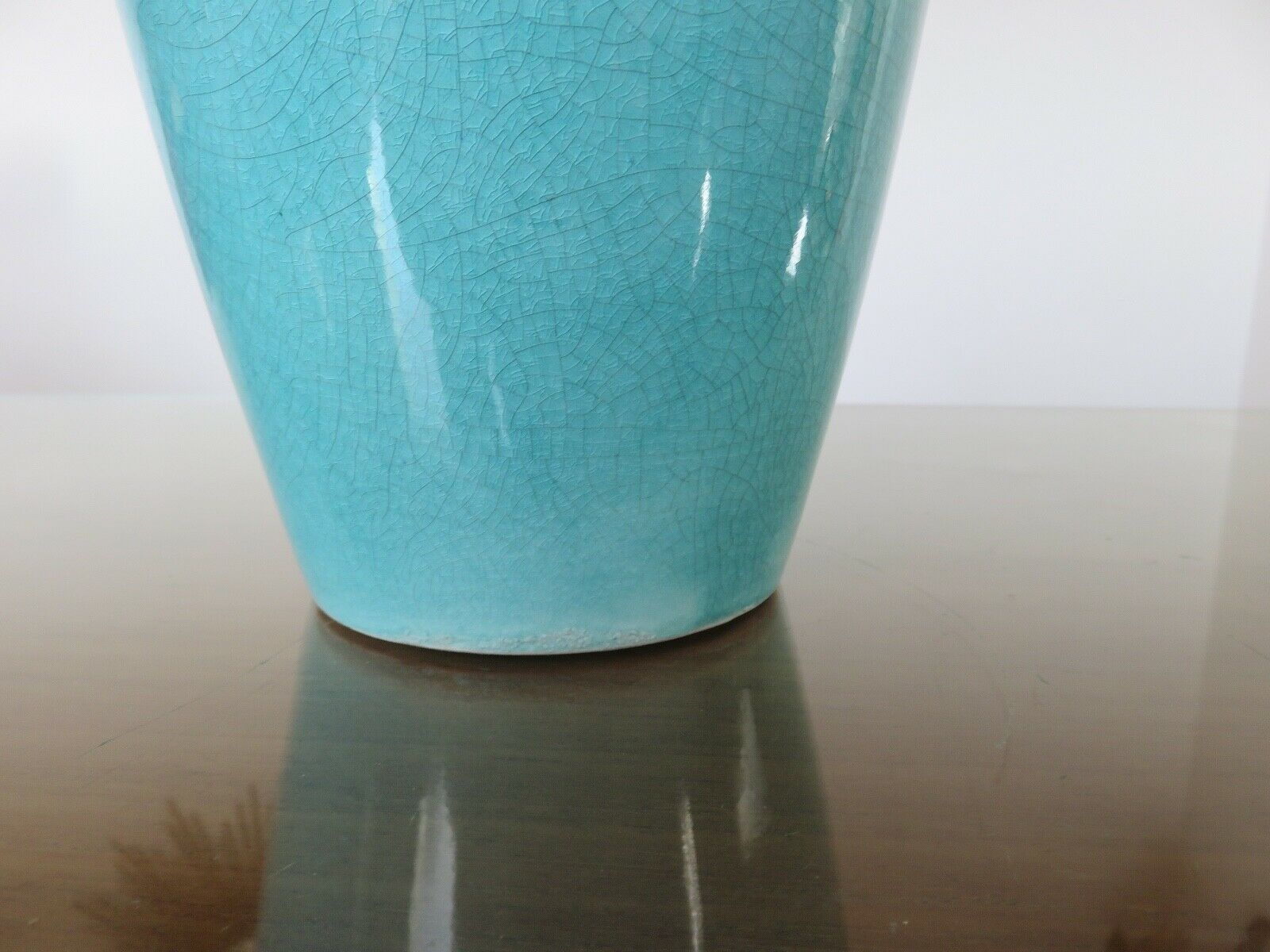 Turquoise cracked ceramic "amphora" lamp, numbered 50 60s