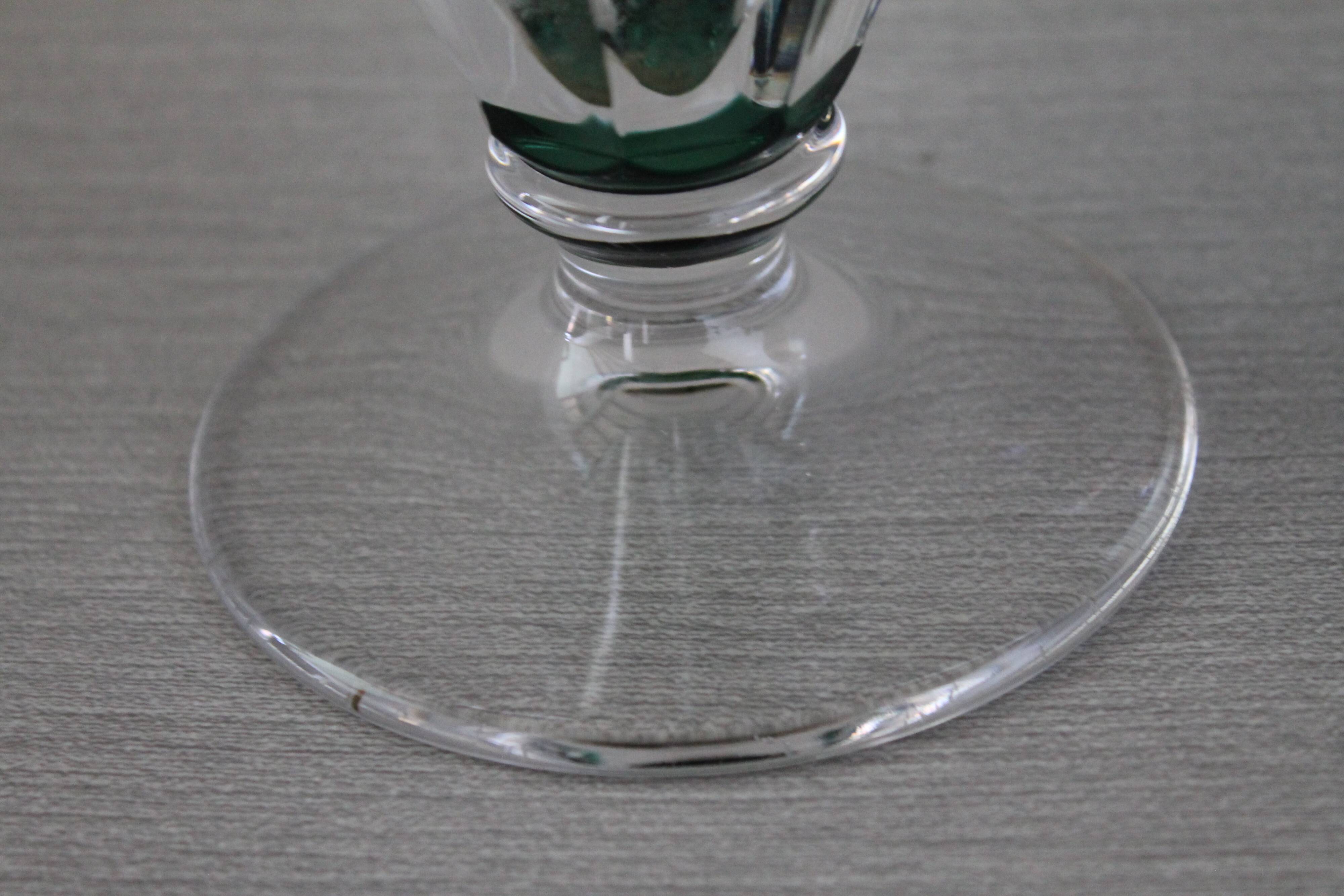 Val Saint-Lambert crystal vase, Gary model, cut in emerald green
