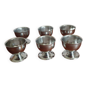 Set of 6 vintage 70's stainless steel egg cups