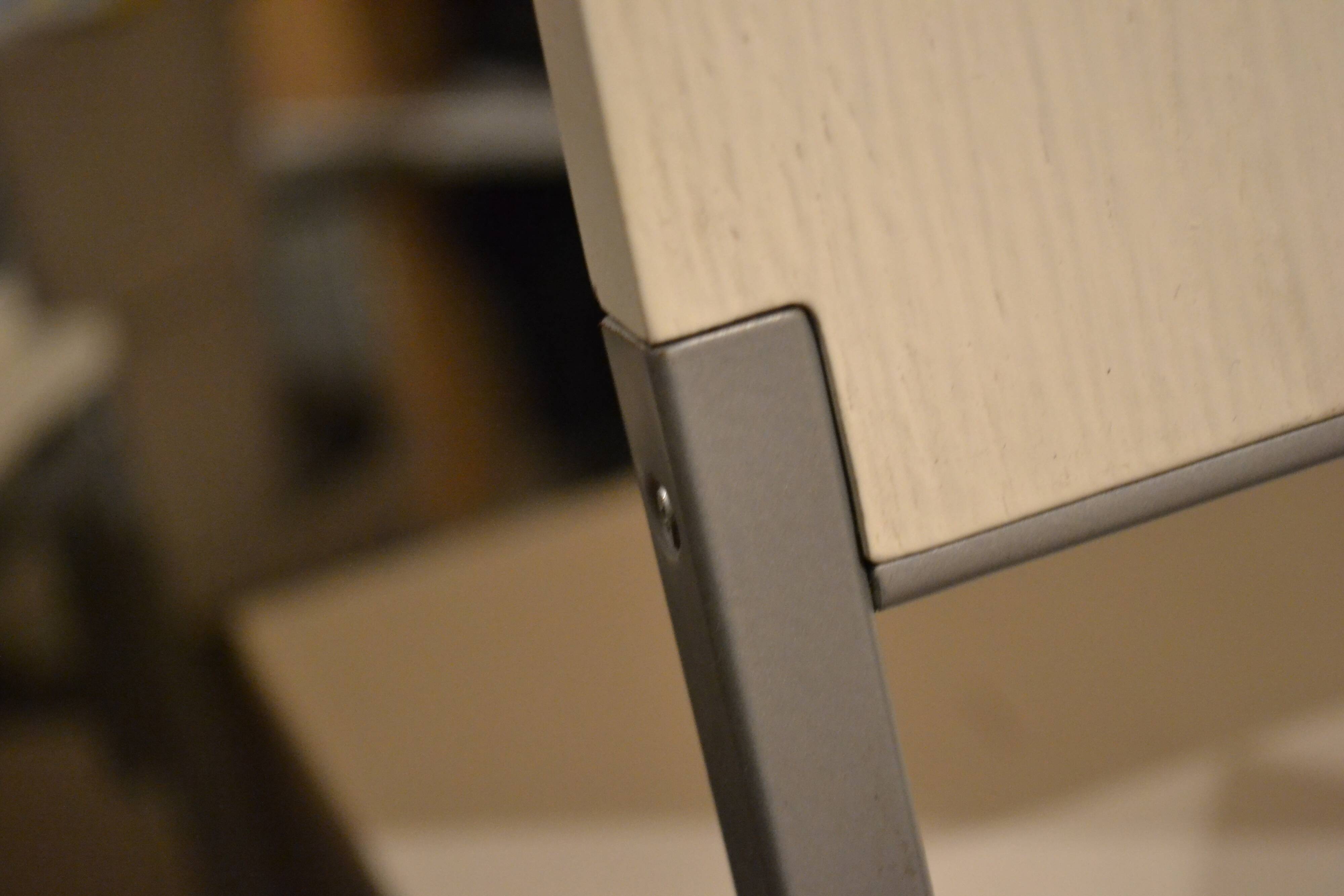 Set of 4 vintage metal and wood chairs from the 1990s.