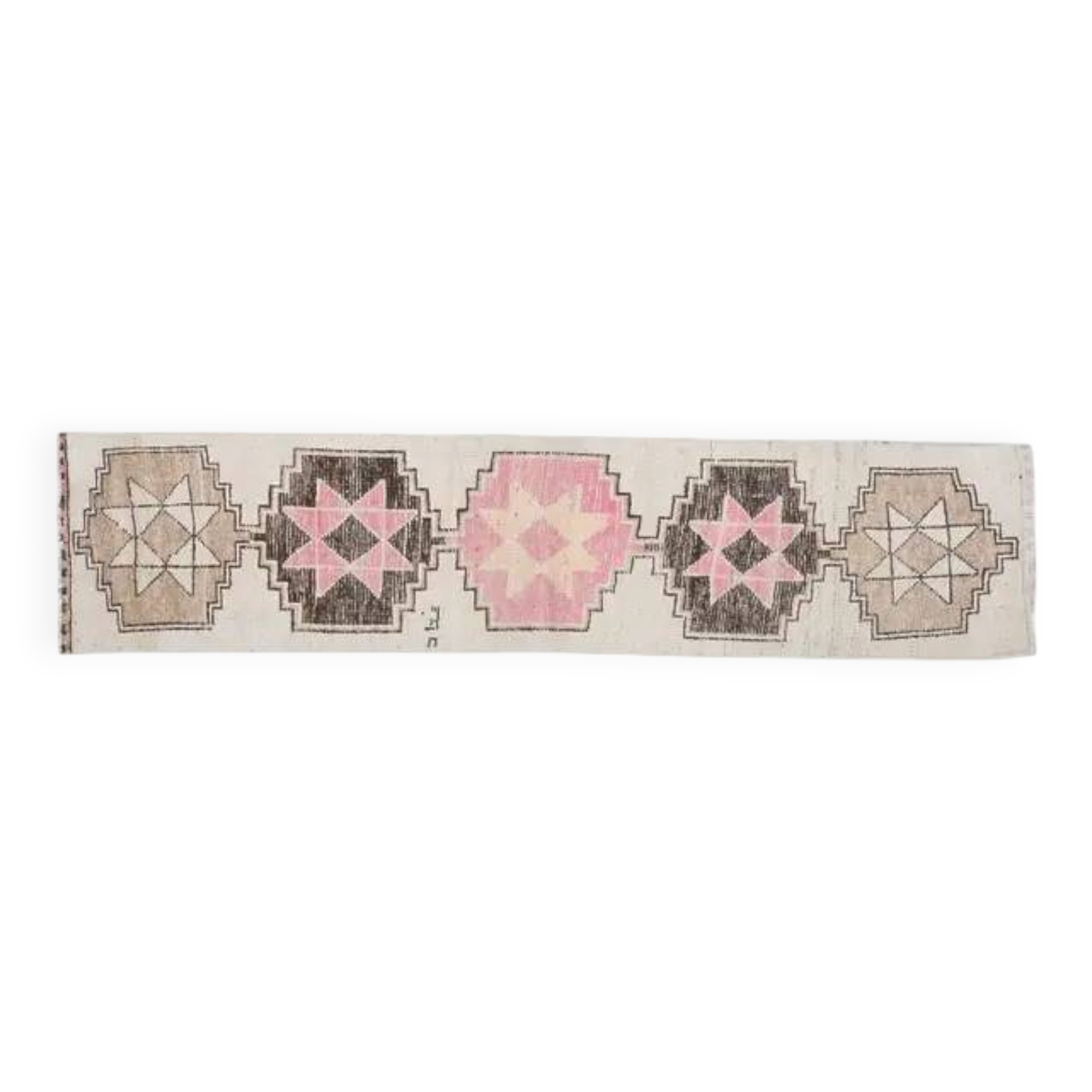 Vintage Turkish Oushak Pink Brown Wool Rug 72x312