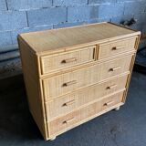 Chest of drawers in braided rattan with 5 drawers