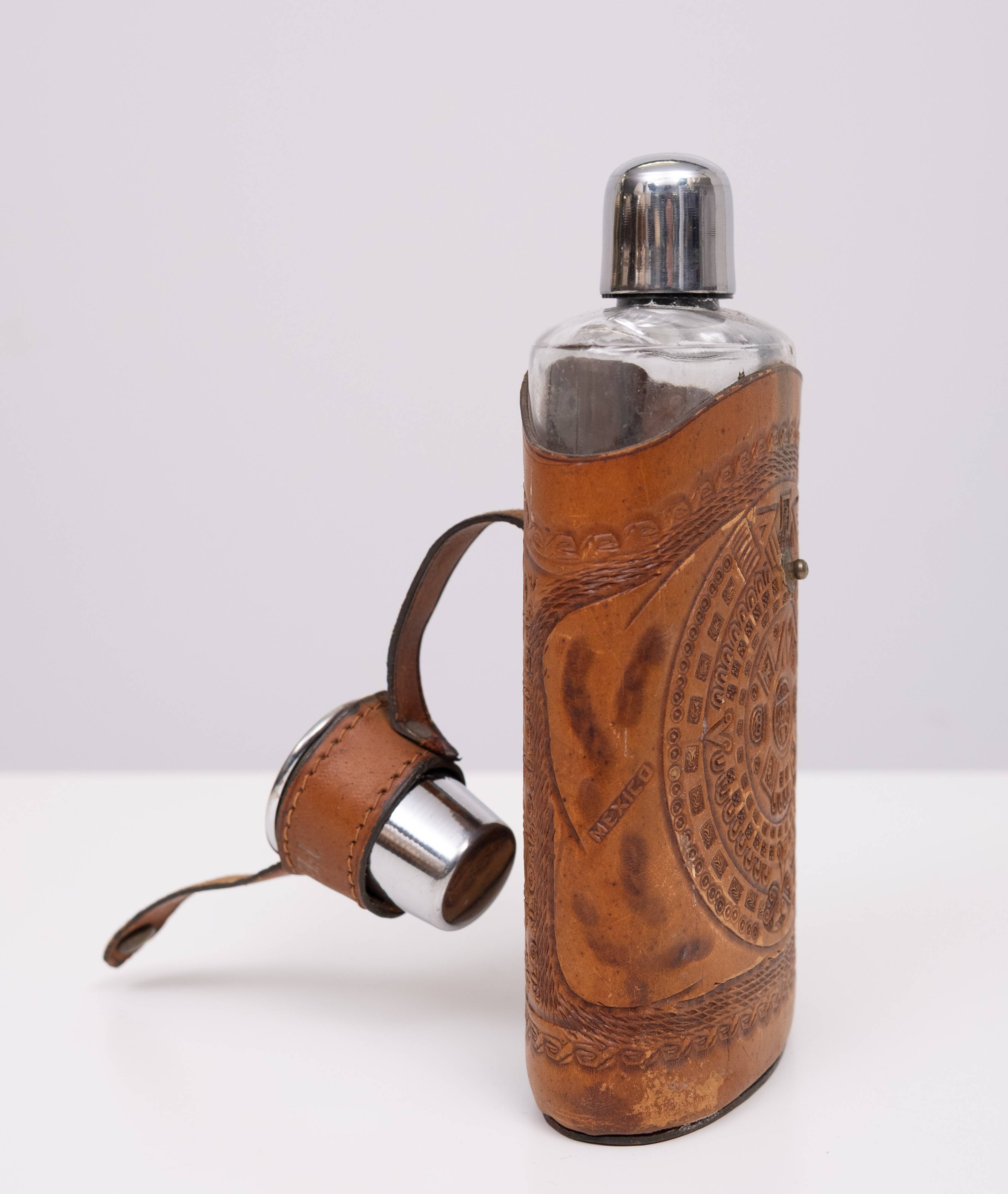 Angel Pazmino Tequila Hip Flask Ecuador 1960s