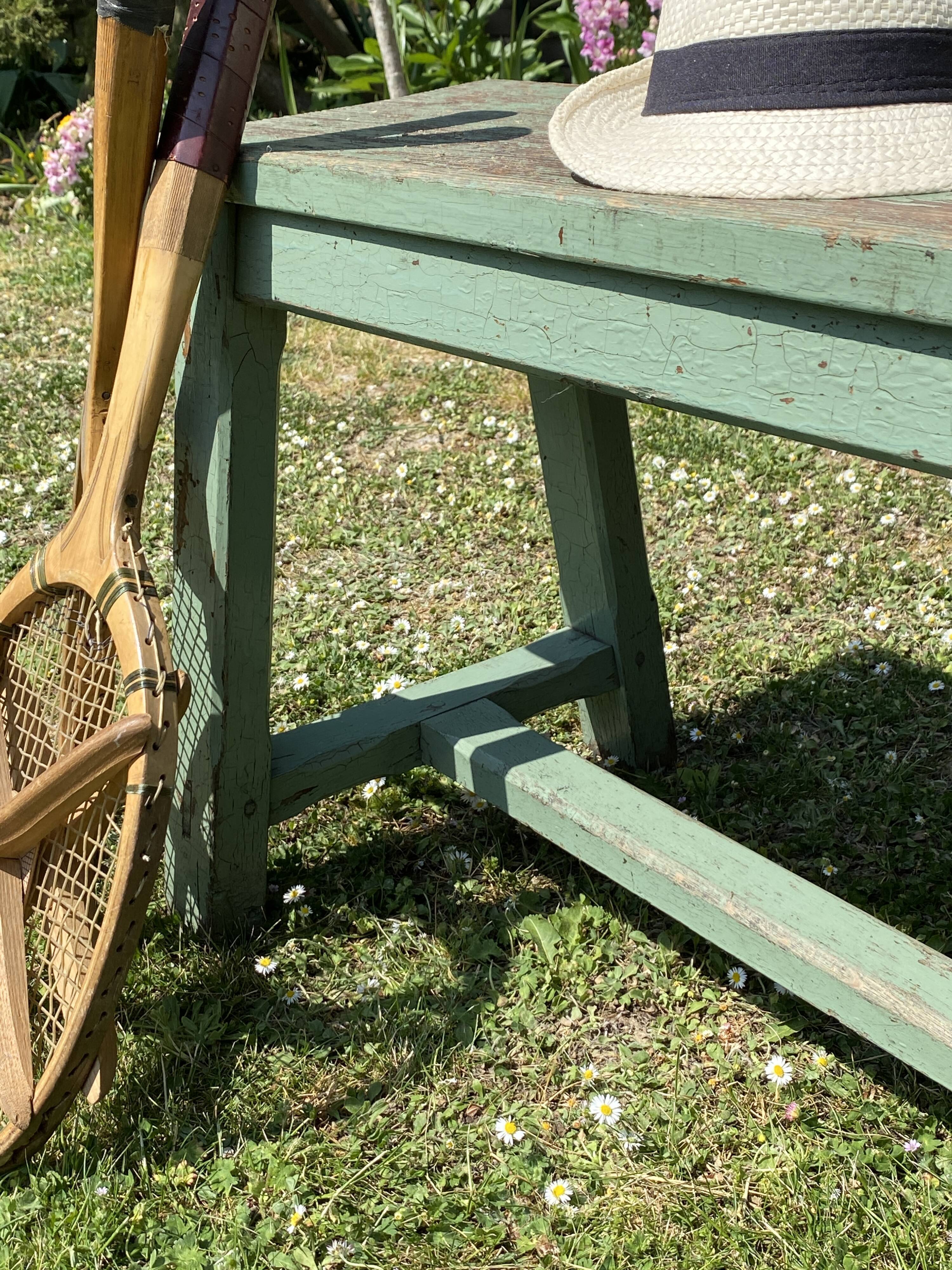 Old solid wood farmhouse bench