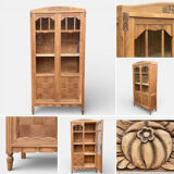 Parisian glass-fronted Art Deco wardrobe in solid raw walnut.