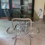 Table and four chrome chairs