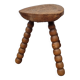 Rustic solid wood tripod stool with turned legs, 45 cm high