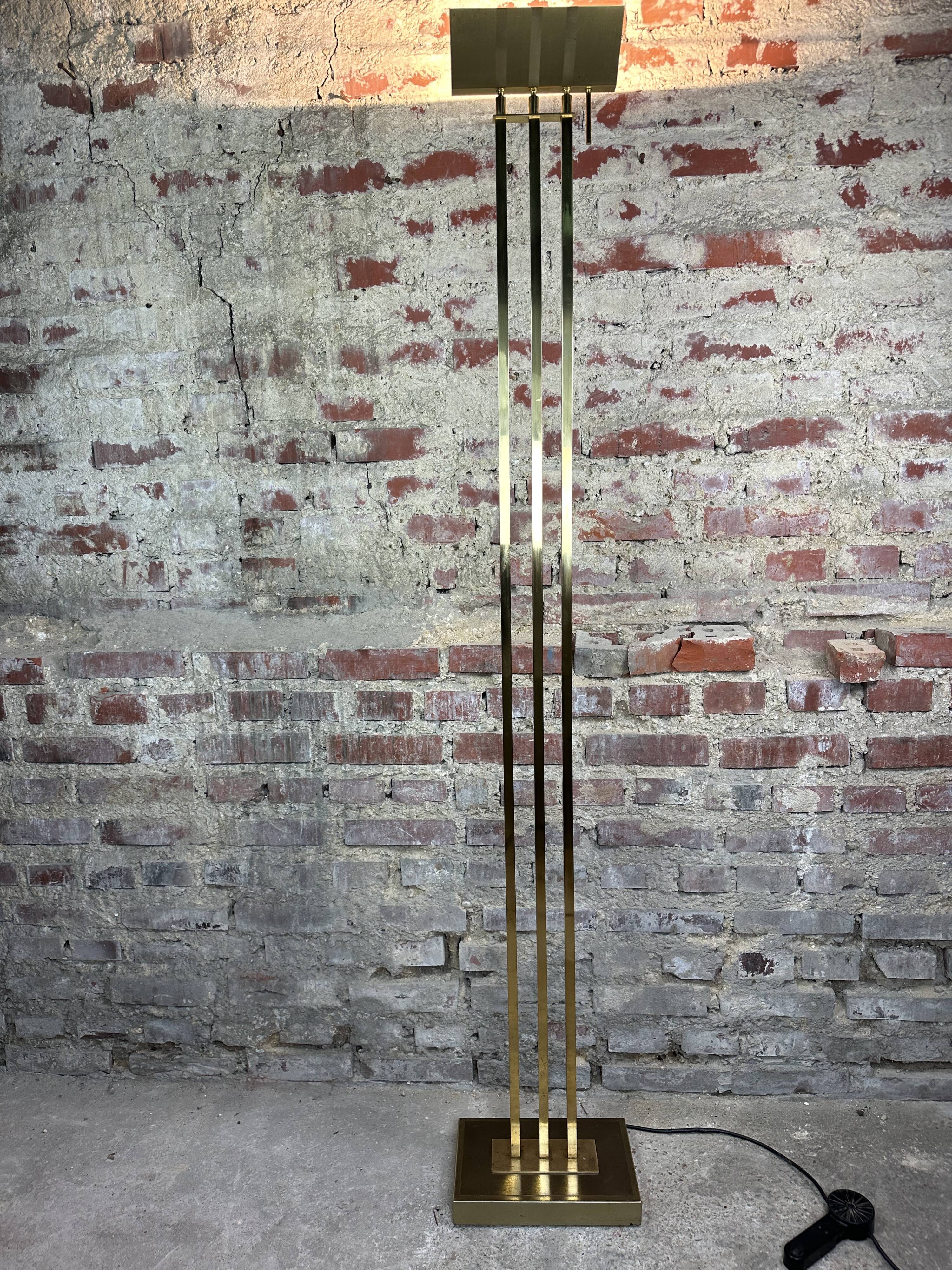 Vintage 80'S halogen floor lamp in gilded brass
