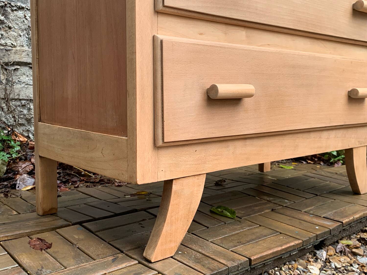 Raw wood art deco chest of drawers