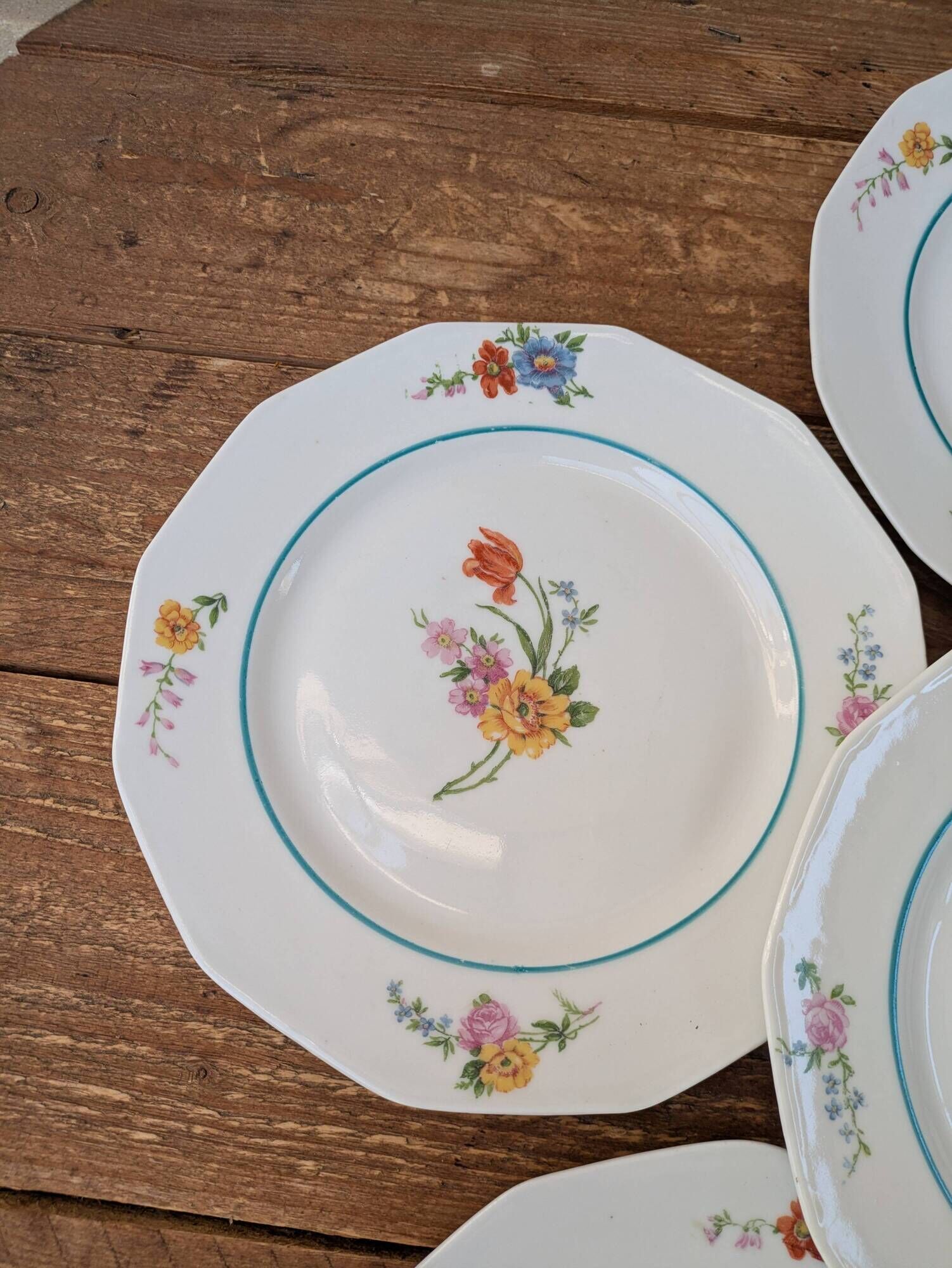 Ensemble de 6 assiettes à dessert à motif de bouquet de fleurs 20.5cm
